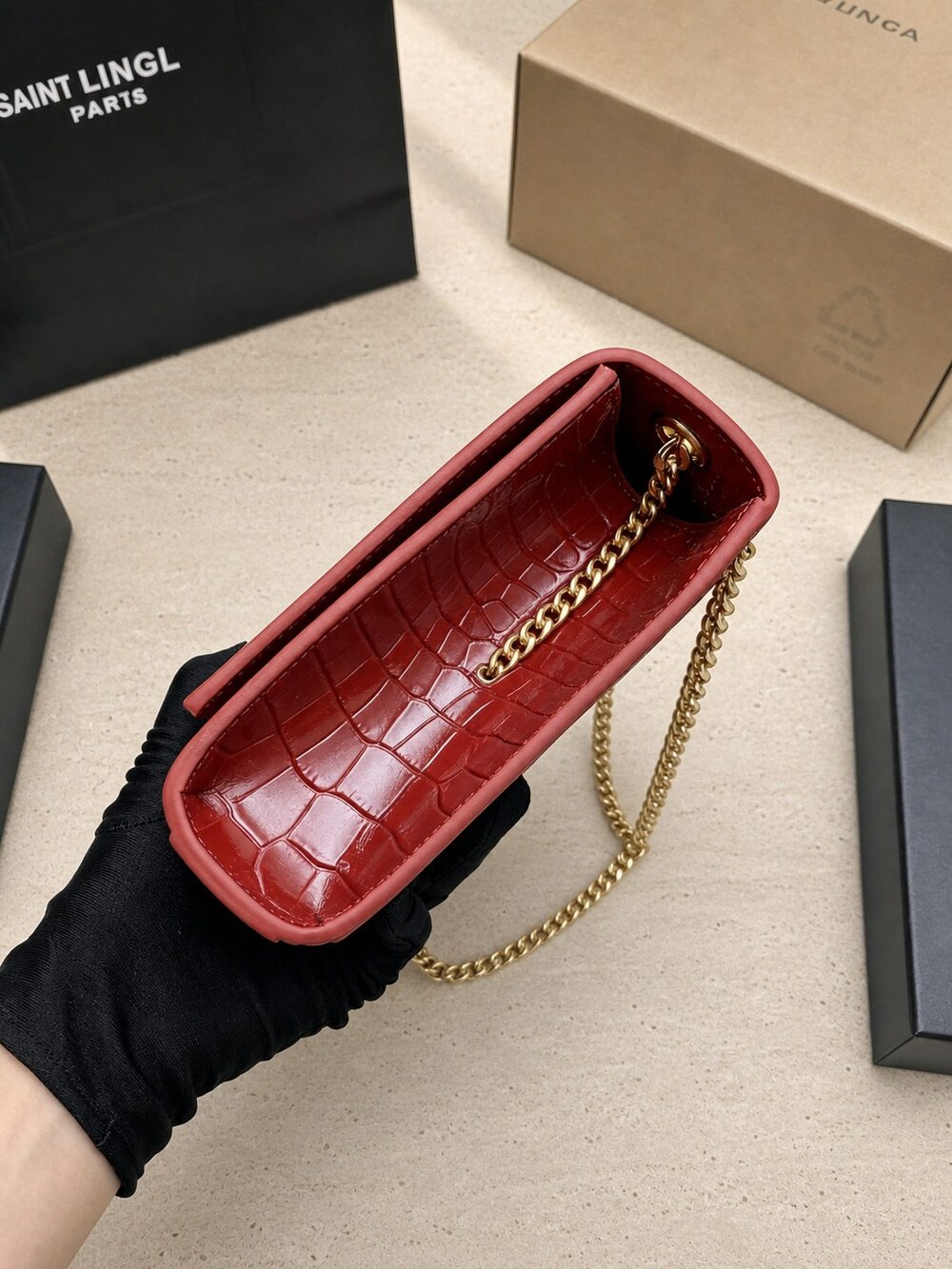 Yves Saint Laurent Red Calfskin Medium Kate Purse with Gold Tassel - Picture 7 of 8